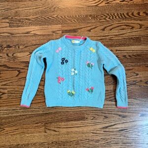 Mini Boden Blue Sweater with Floral Accents